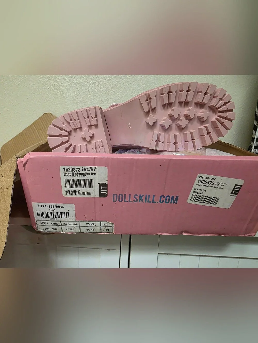 Sugar Thrillz Pink Velvet Mary Jane Block Heel